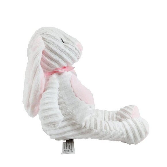 FAO Schwarz Chenille Bunny Rabbit White Pink Plush 12" Stuffed Soft Animal - Picture 3 of 6